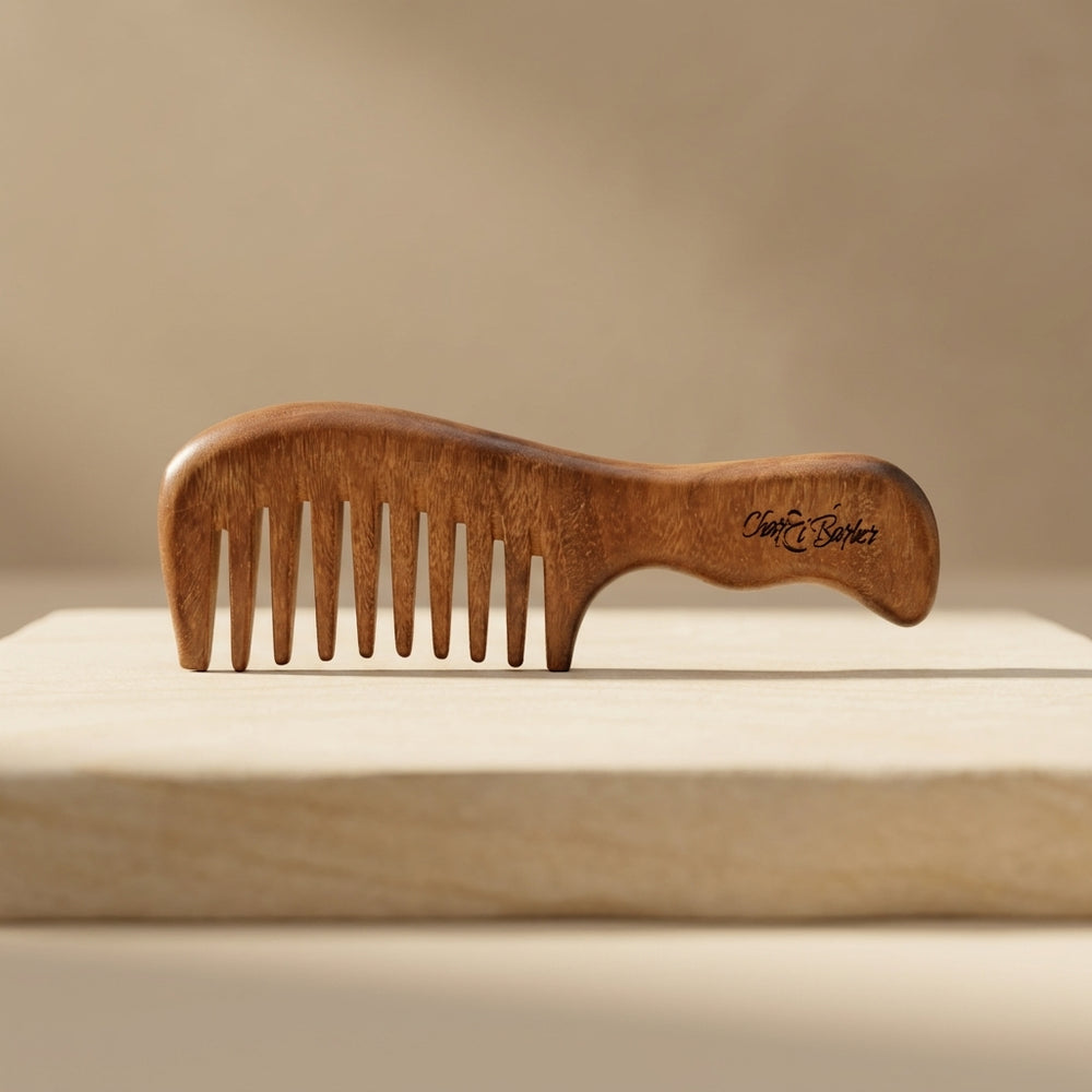 Peigne à Barbe en Santal Doré Naturel — SIHAAM
