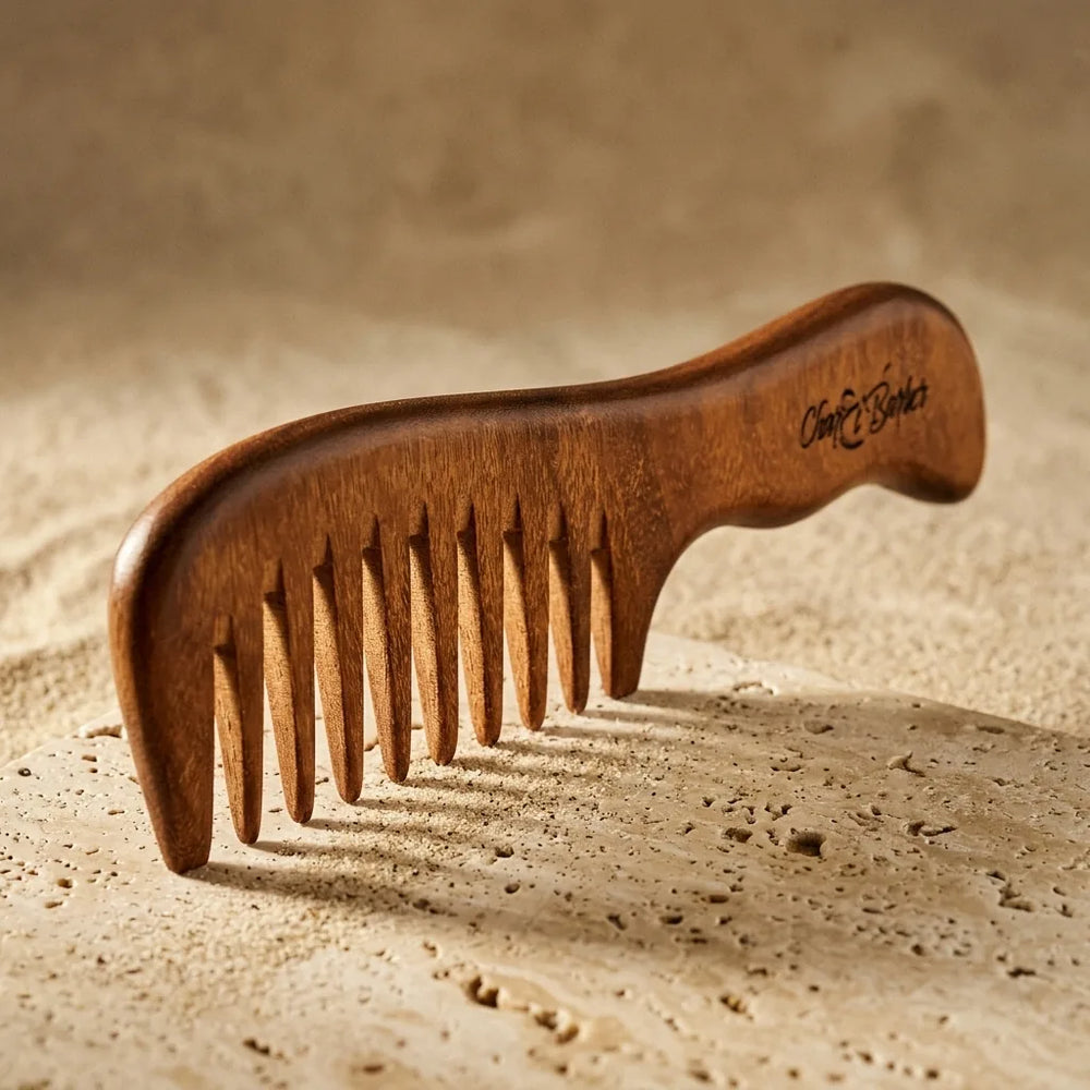 Peigne à Barbe en Santal Doré Naturel — SIHAAM