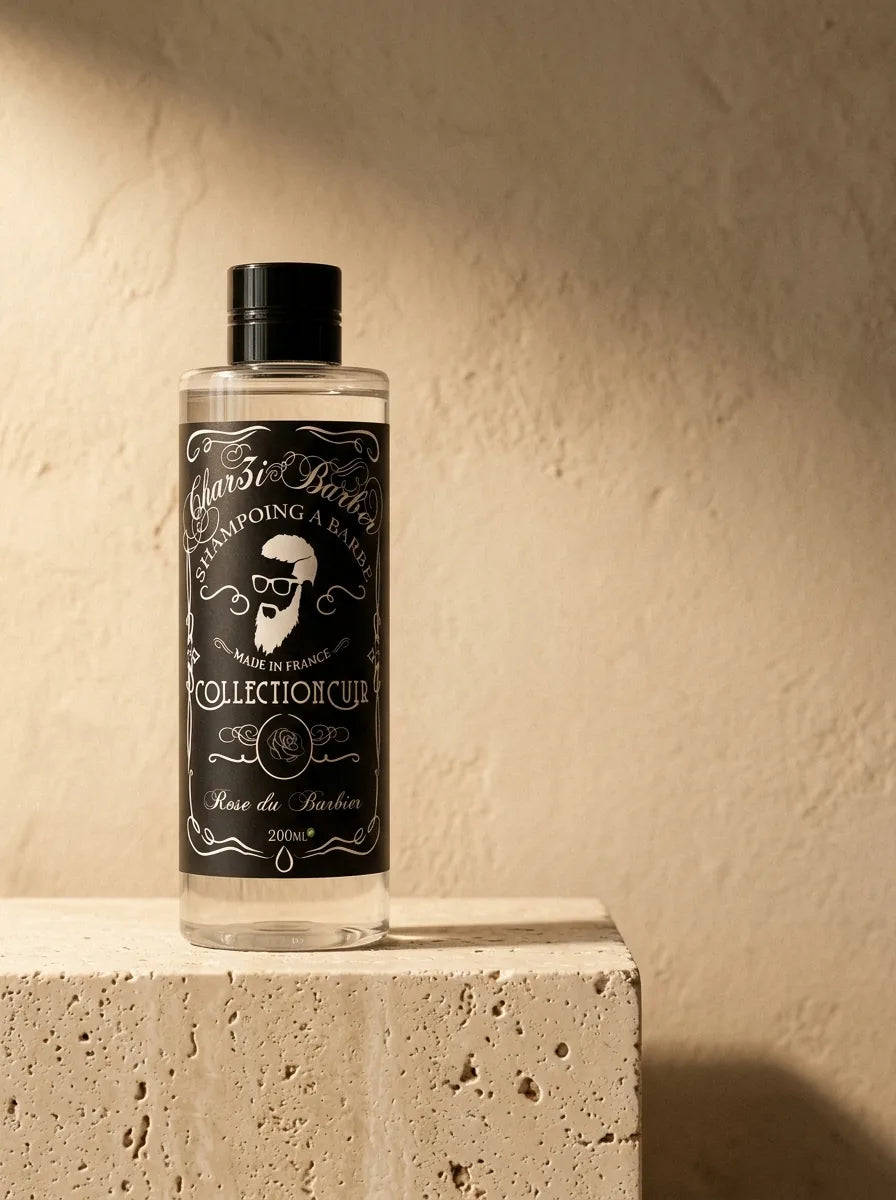 Shampoing à barbe halal GHUSL senteur Rose du Barbier, Char3i Barber