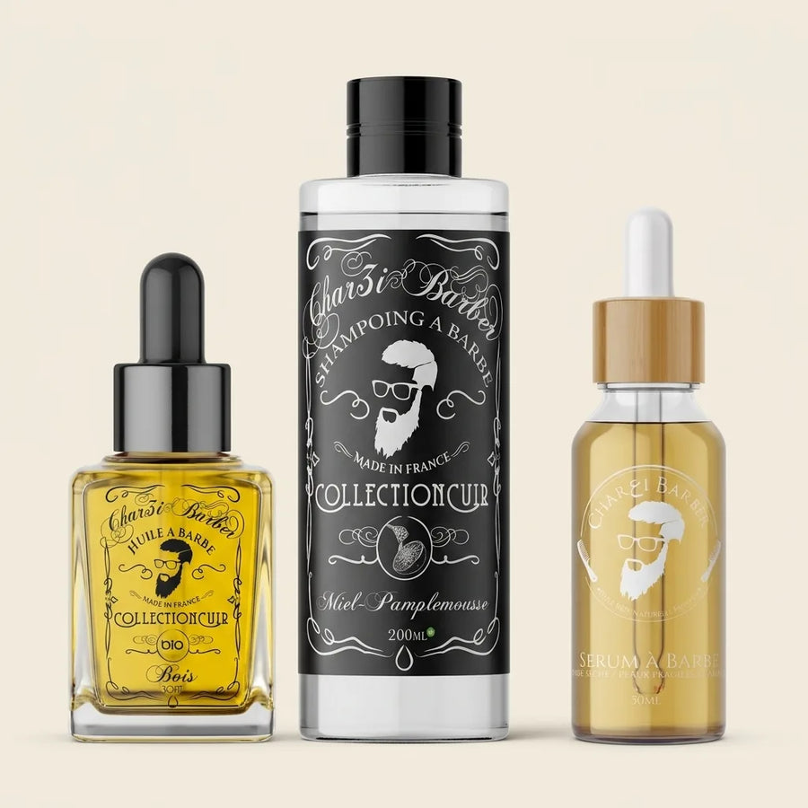 Trio Intégral Barbe — Huile, Sérum & Shampoing