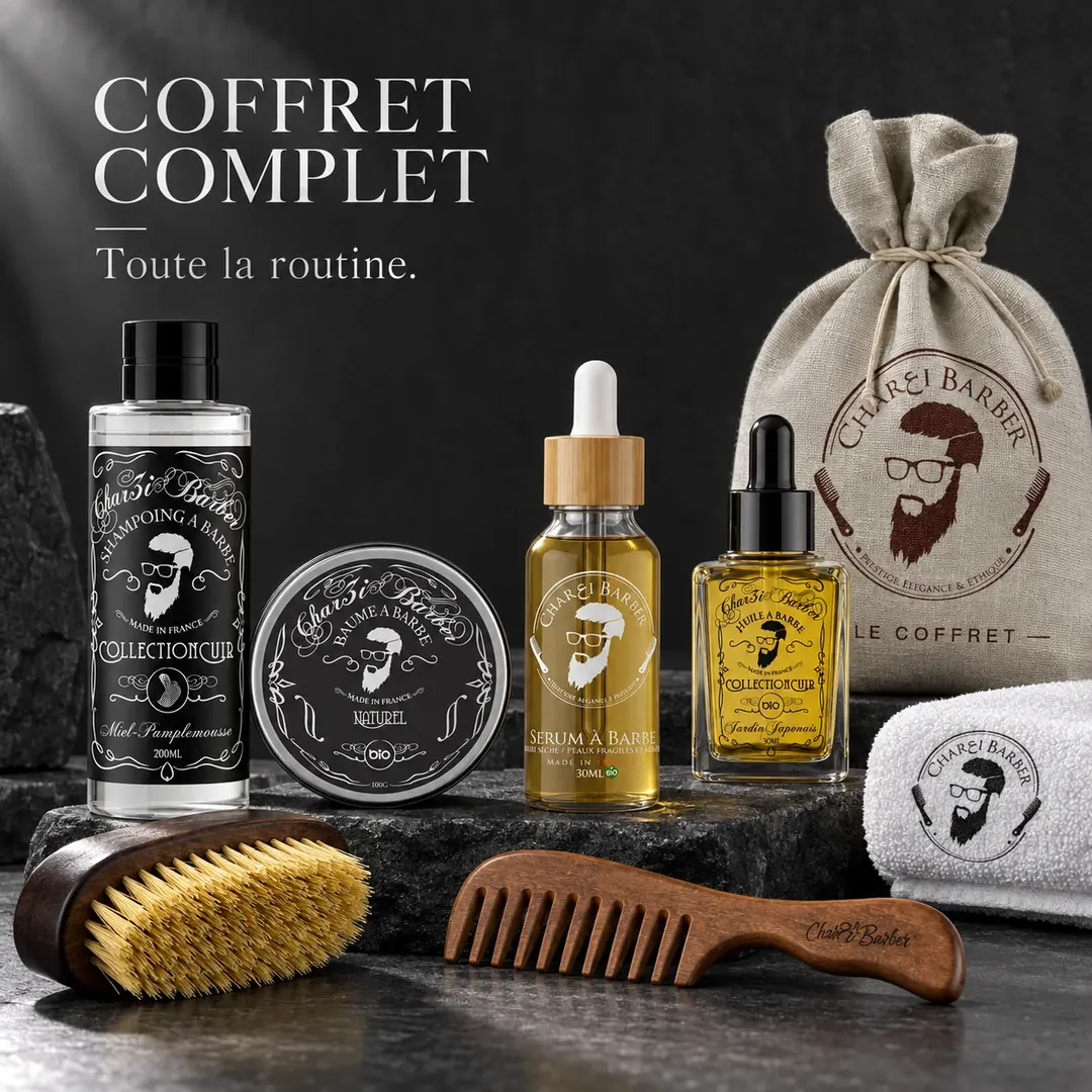 Coffret complet Char3i Barber — gamme soins barbe